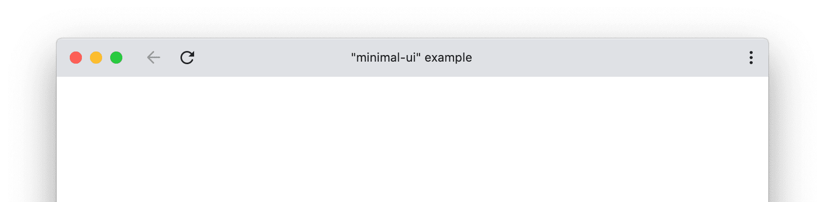 Un esempio di finestra PWA con visualizzazione dell'interfaccia utente minima.