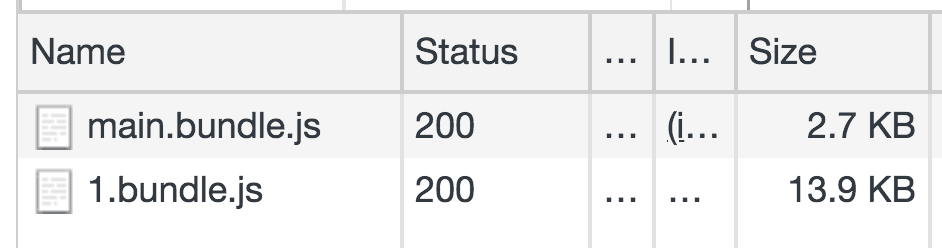 El panel de red muestra un paquete de JavaScript de 2.7 KB seguido de un paquete de JavaScript de 13.9 KB.