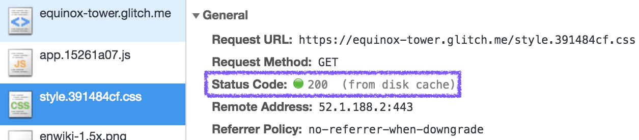 Der Netzwerkantwortstatus ist 200.