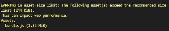 คำเตือนเกี่ยวกับขนาดกลุ่มของ Webpack