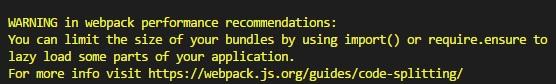 Recommandation d'optimisation des performances Webpack
