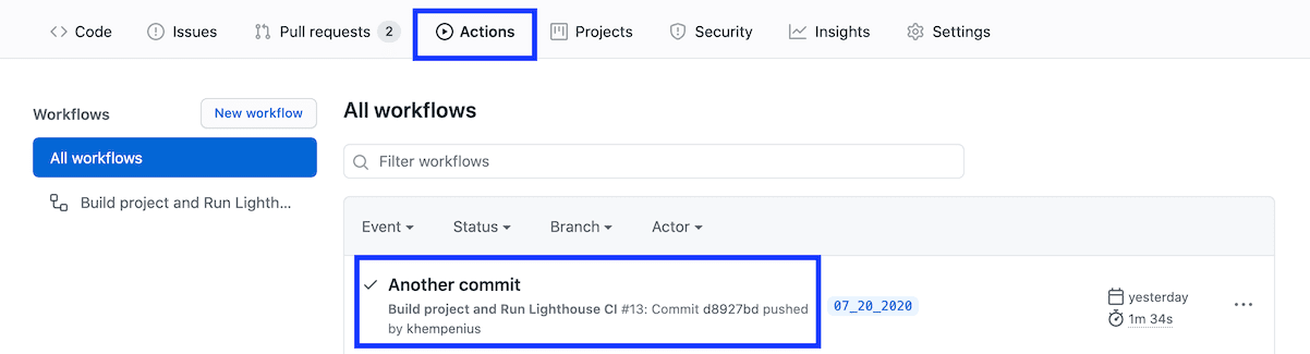 GitHub '설정' 탭의 스크린샷