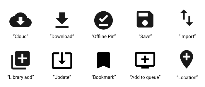 Berbagai contoh ikon yang menunjukkan offline