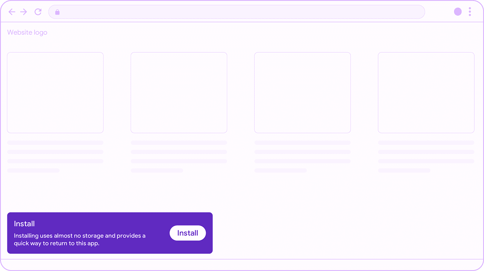 Niestandardowy baner instalacyjny w formie paska informacyjnego.