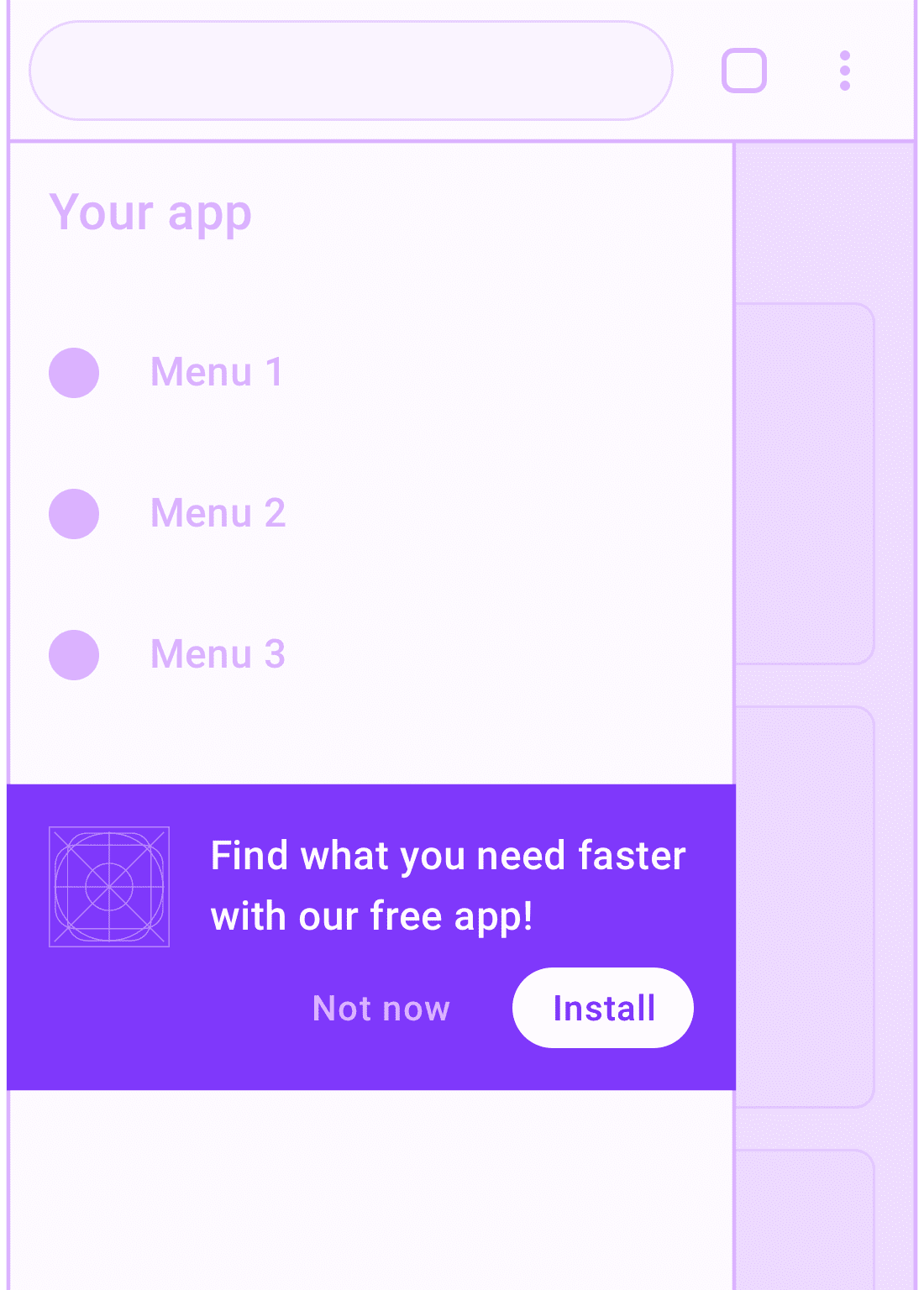 Tombol penginstalan kustom di menu nav