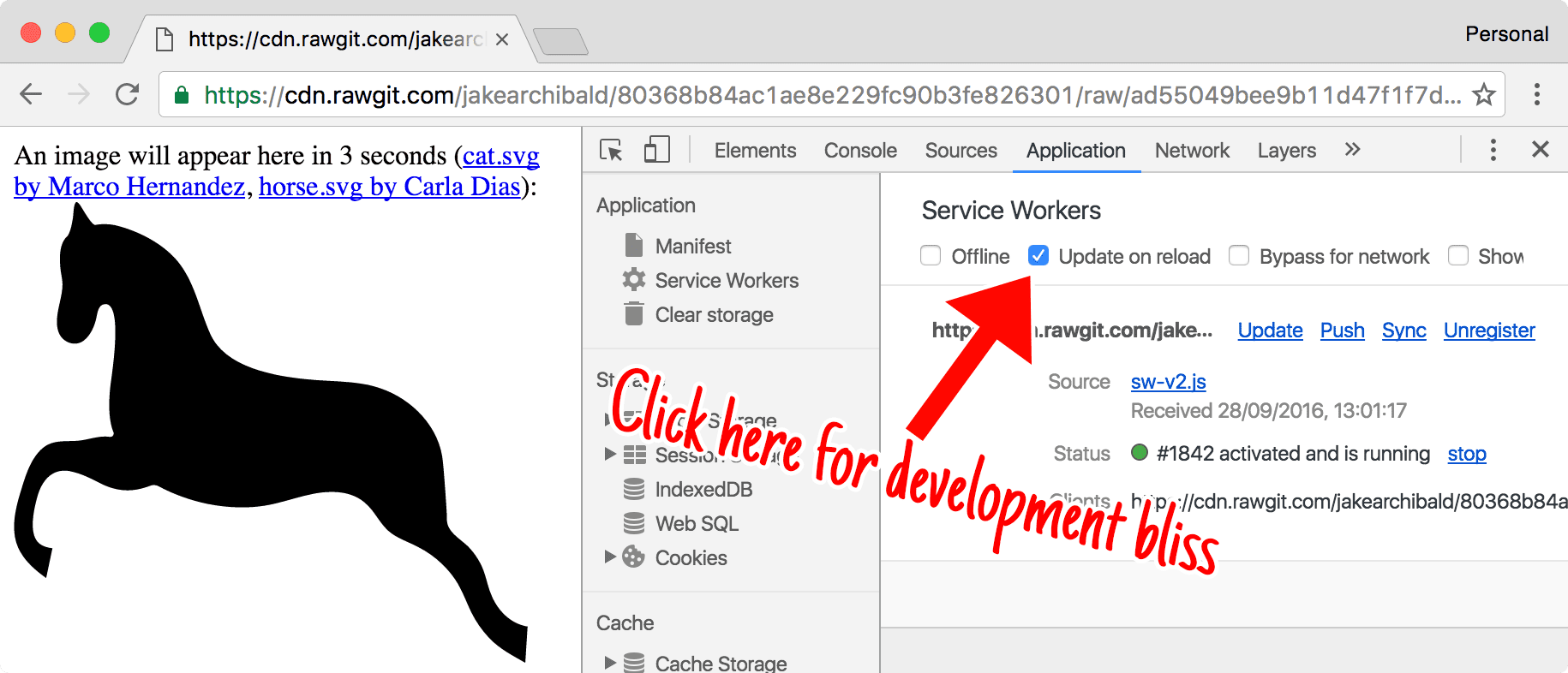 DevTools mostrando "update on reload"