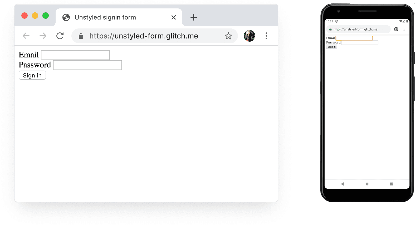 نموذج بدون تنسيق في Chrome لأجهزة الكمبيوتر وChrome لأجهزة Android