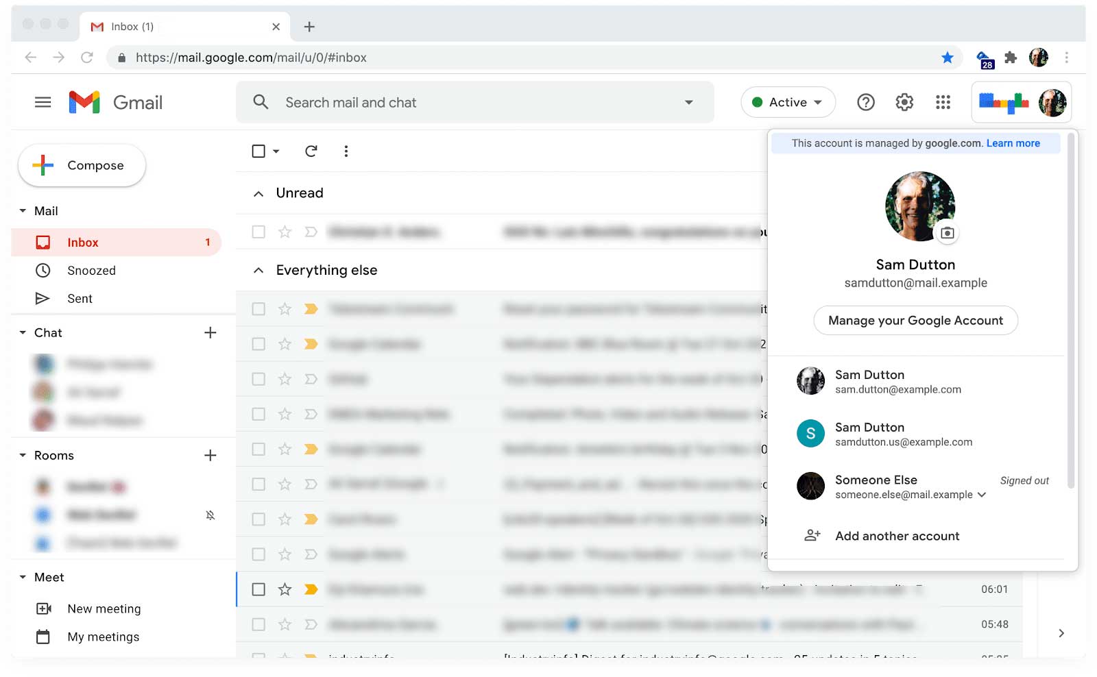 ‫Gmail, מוצג מעבר בין חשבונות