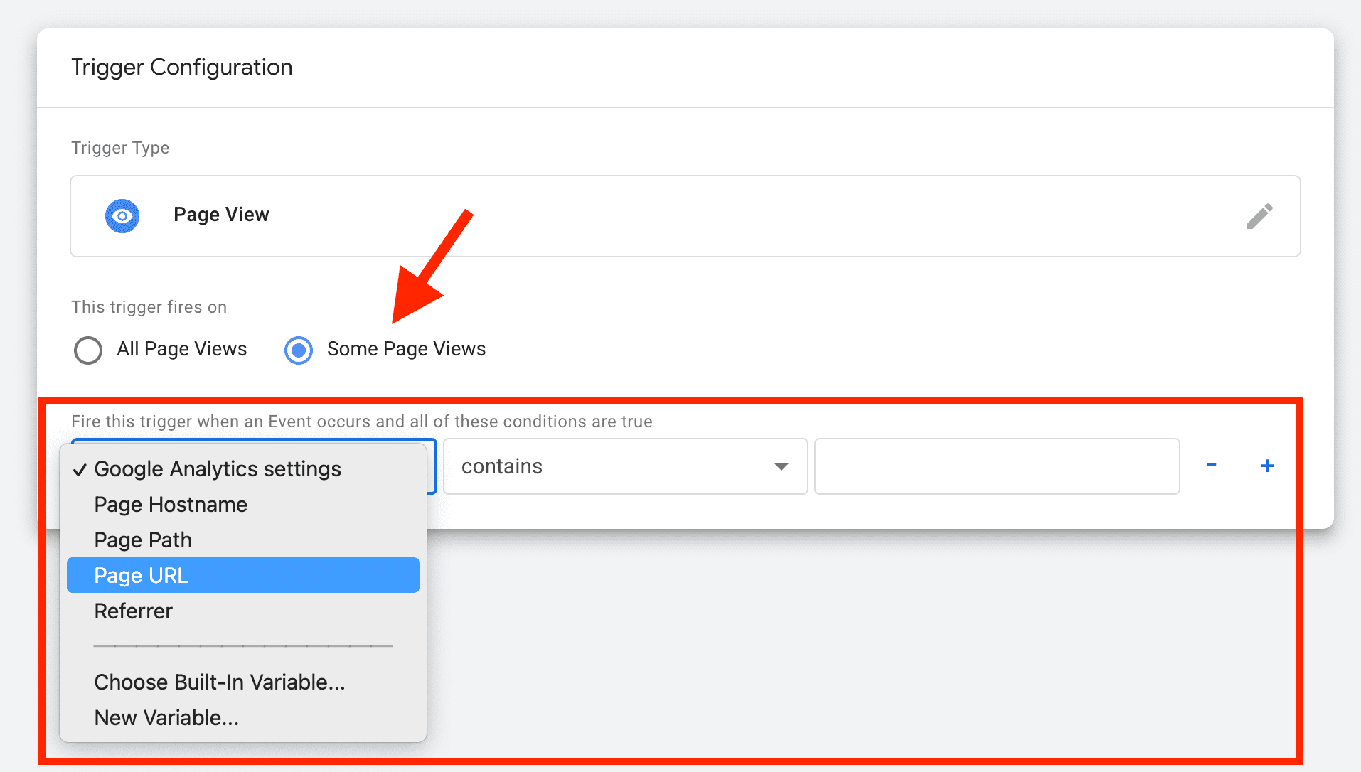Условия срабатывания в Google Tag Manager