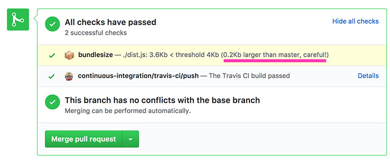 Bundle-Größe auf GitHub prüfen