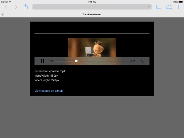 A preview page listing the video specs and playing the video in its unscaled native resolution.