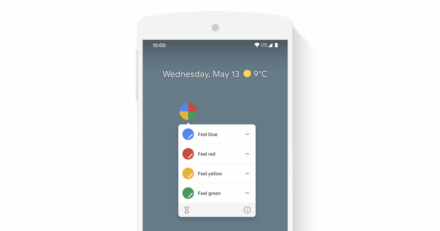 תפריט קיצורי דרך פתוח של אפליקציה ב-Android.