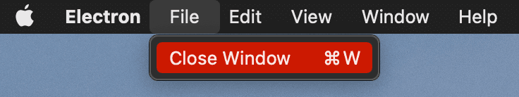 Панель меню Excalidraw Desktop на macOS с выбранными пунктами меню «Файл», «Закрыть окно».