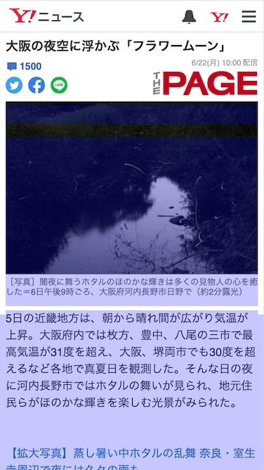 文章詳細資料頁面，主圖片和文字上方有藍色矩形覆蓋。
