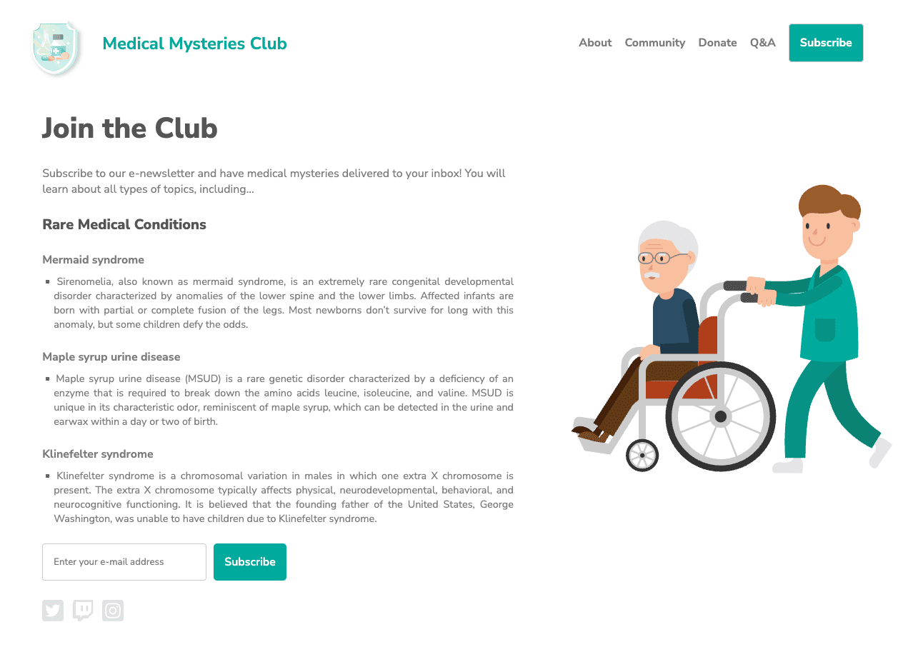 Witryna Medical Mystery Club.