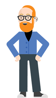 İşitme cihazı takmış bir adam.