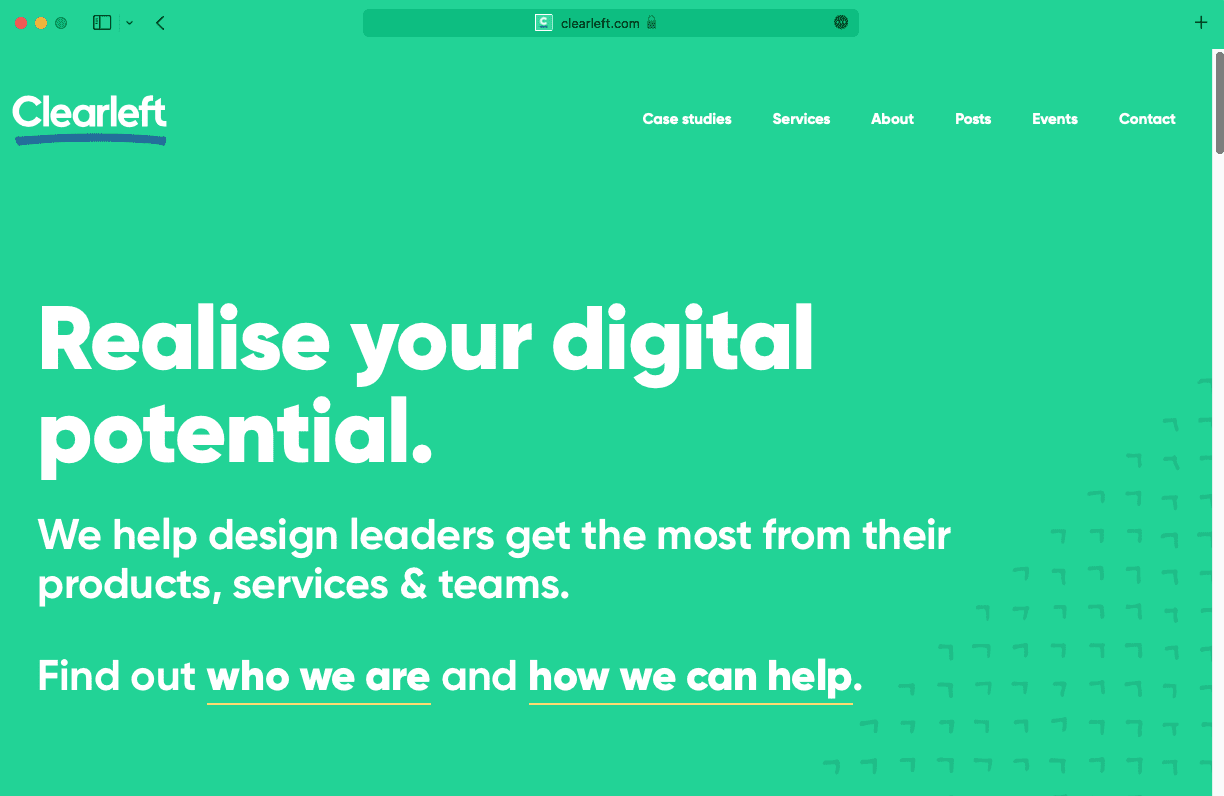 Clearleft dot com のウェブサイト。
