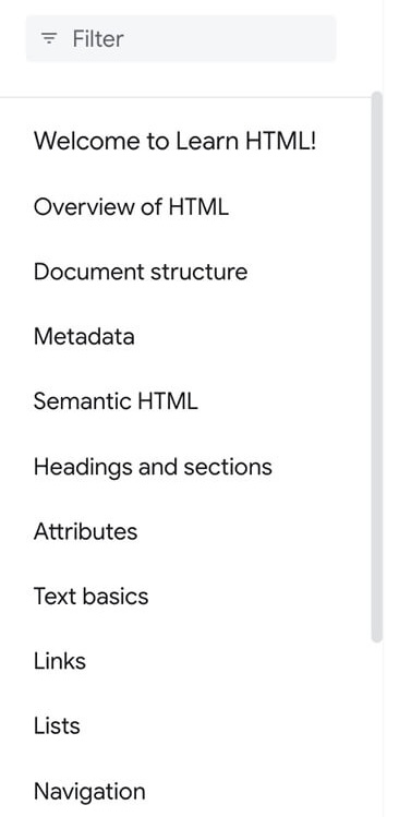 HTML bölümünde gezinmeyi öğrenin.